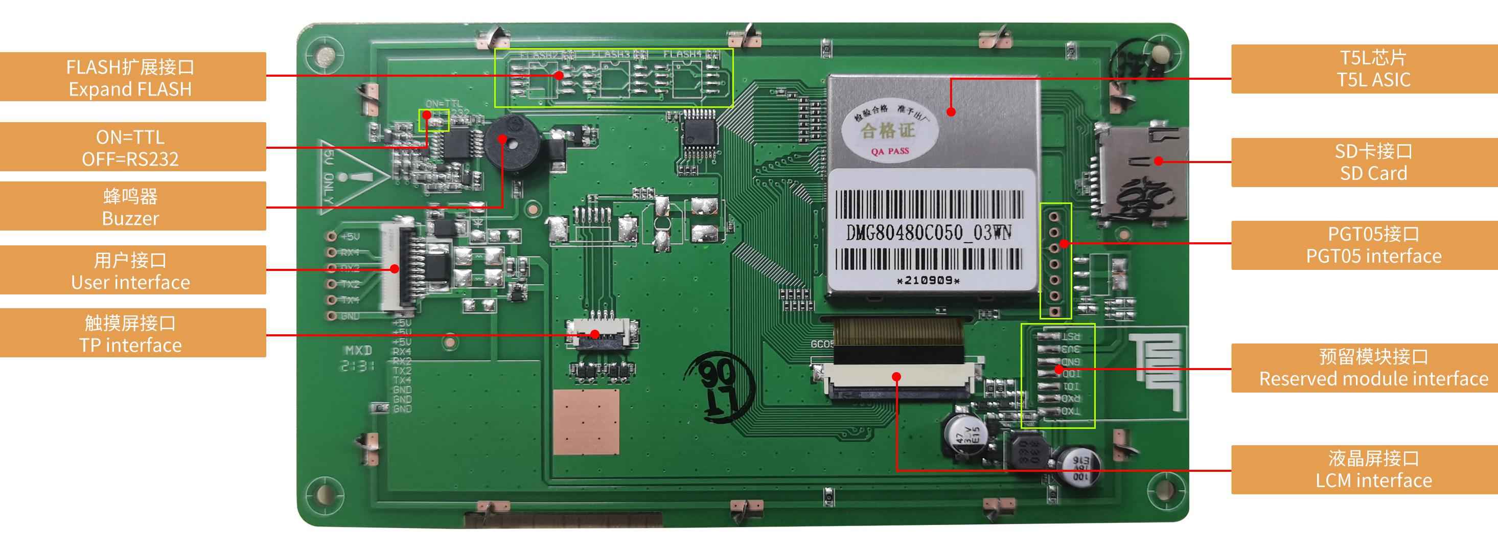DMG80480C050_03W DWIN T5L1 UART HMI 5" TN ЖК-модуль коммерческого класса