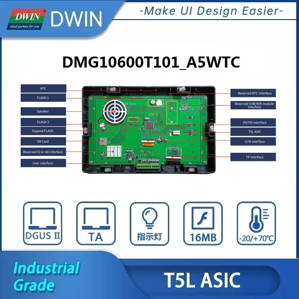 DMG10600T101_A5W DWIN T5L2 UART HMI 10.1" Modbus IPS ЖК-дисплей промышленного класса