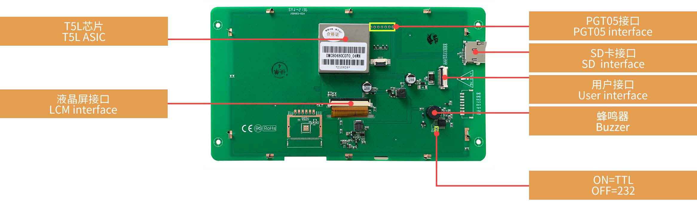 DMG80480C070_04W T5L0 UART HMI 7" TV-TN ЖК-дисплей коммерческого класса