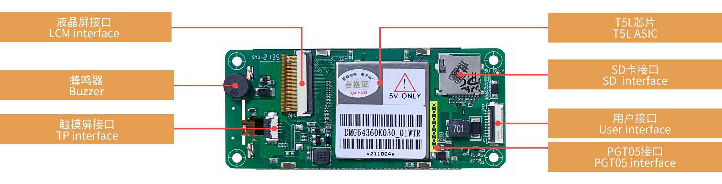 DMG64360K030_01W T5L1 UART HMI 3" IPS-TFT ЖК-дисплей медицинского класса