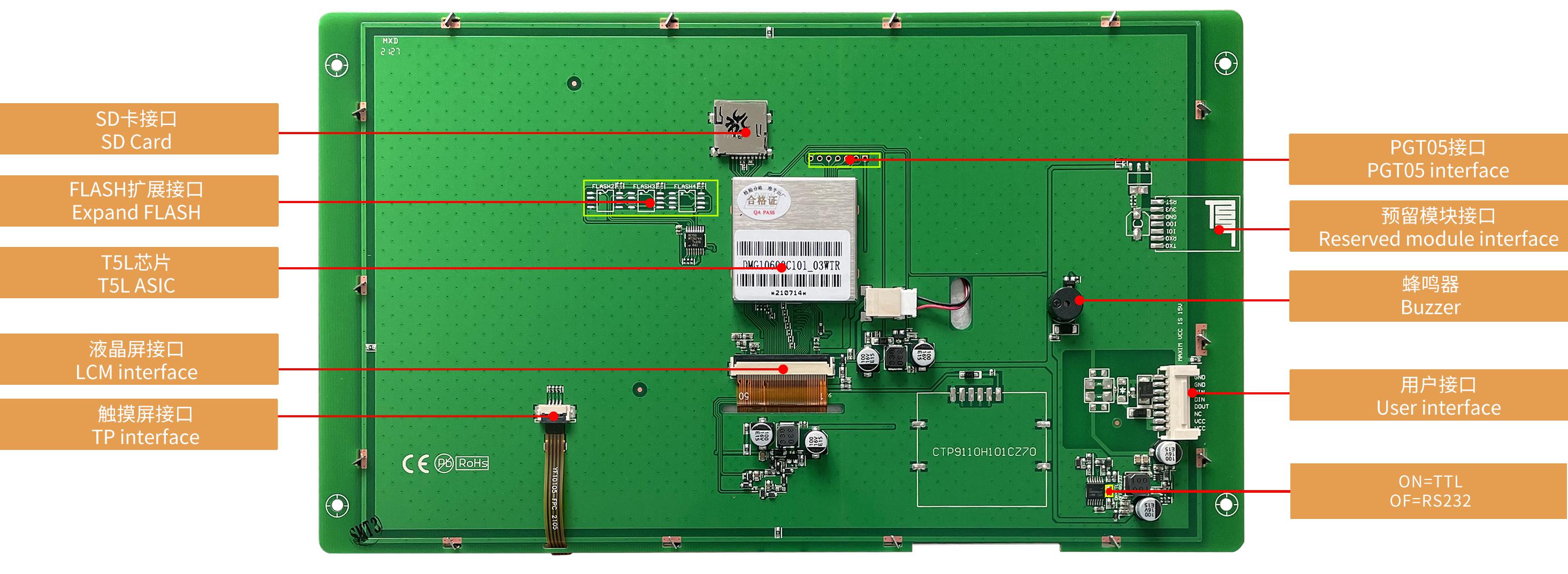 DMG10600C101_03W T5L1 UART HMI 10.1" IPS ЖК-дисплей коммерческого класса