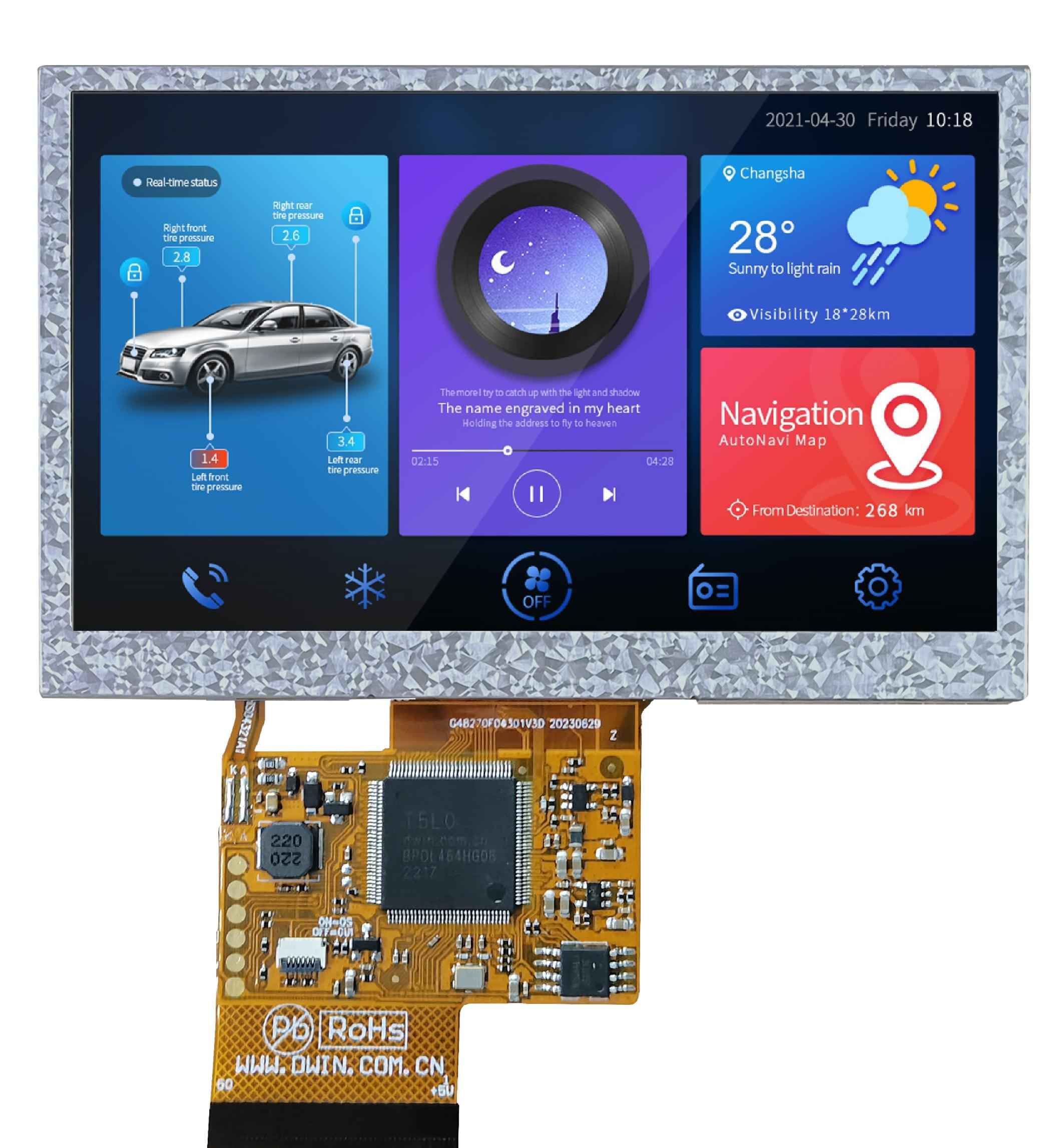 DMG48270F043_01W DWIN T5L0 UART HMI 4.3" ультратонкий TN ЖК-дисплей COF-серии