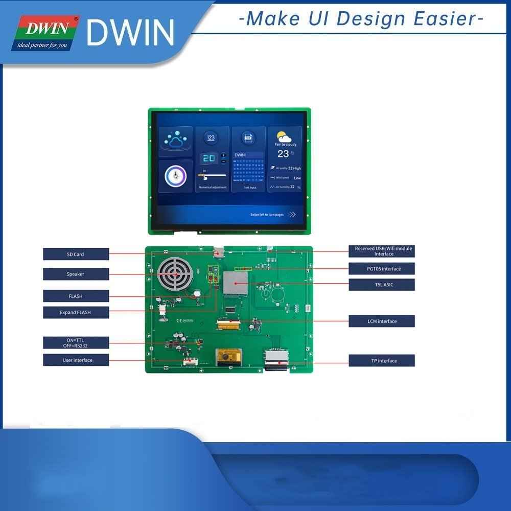 DMG10768C104_03W DWIN T5L2 UART HMI 10.4” IPS ЖК-дисплей коммерческого класса