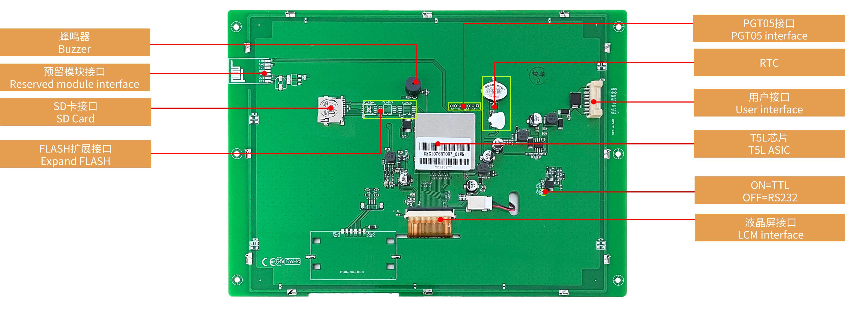 DMG10768T097_01W T5L2 UART HMI 9.7" TN-TFT ЖК-дисплей промышленного класса