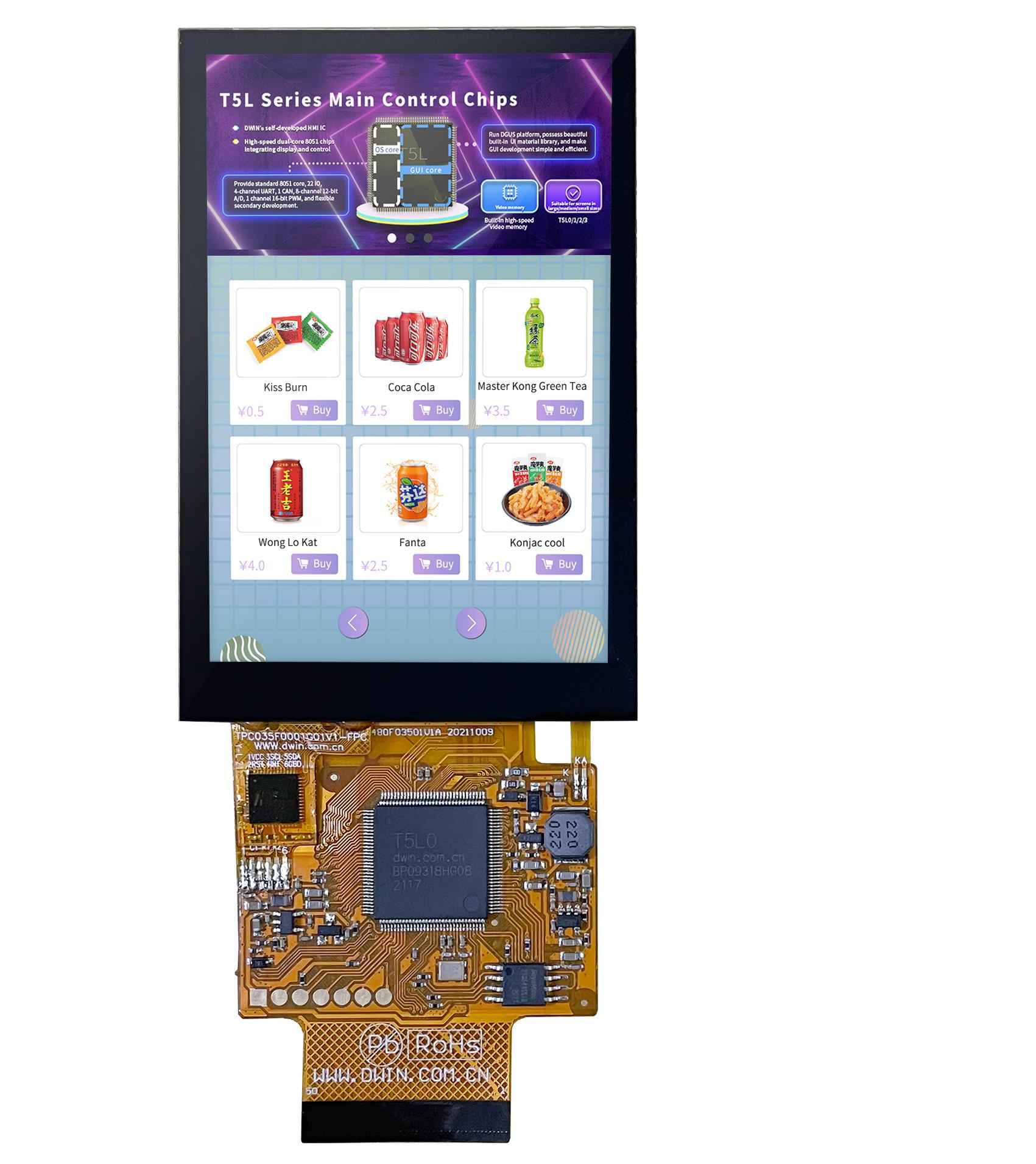 DMG48320F035_01W DWIN T5L0 COF UART HMI 3.5" ультратонкий IPS ЖК-дисплей COF серии