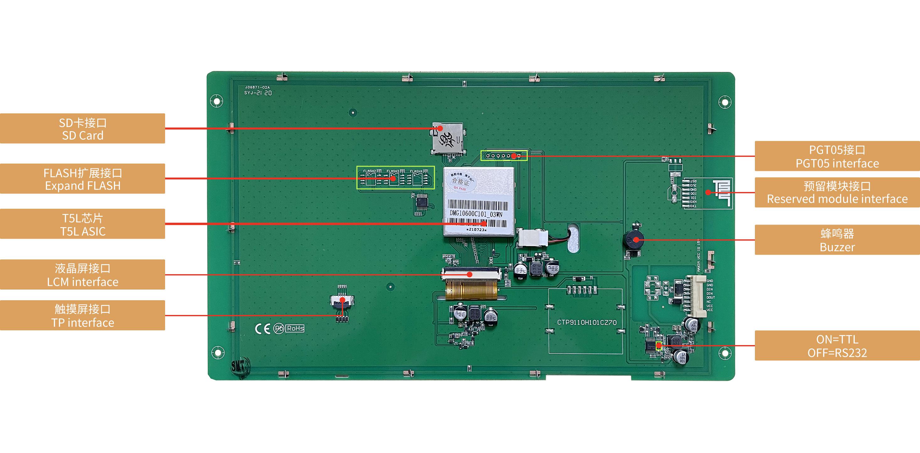 DMG10600C101_03W T5L1 UART HMI 10.1" IPS ЖК-дисплей коммерческого класса