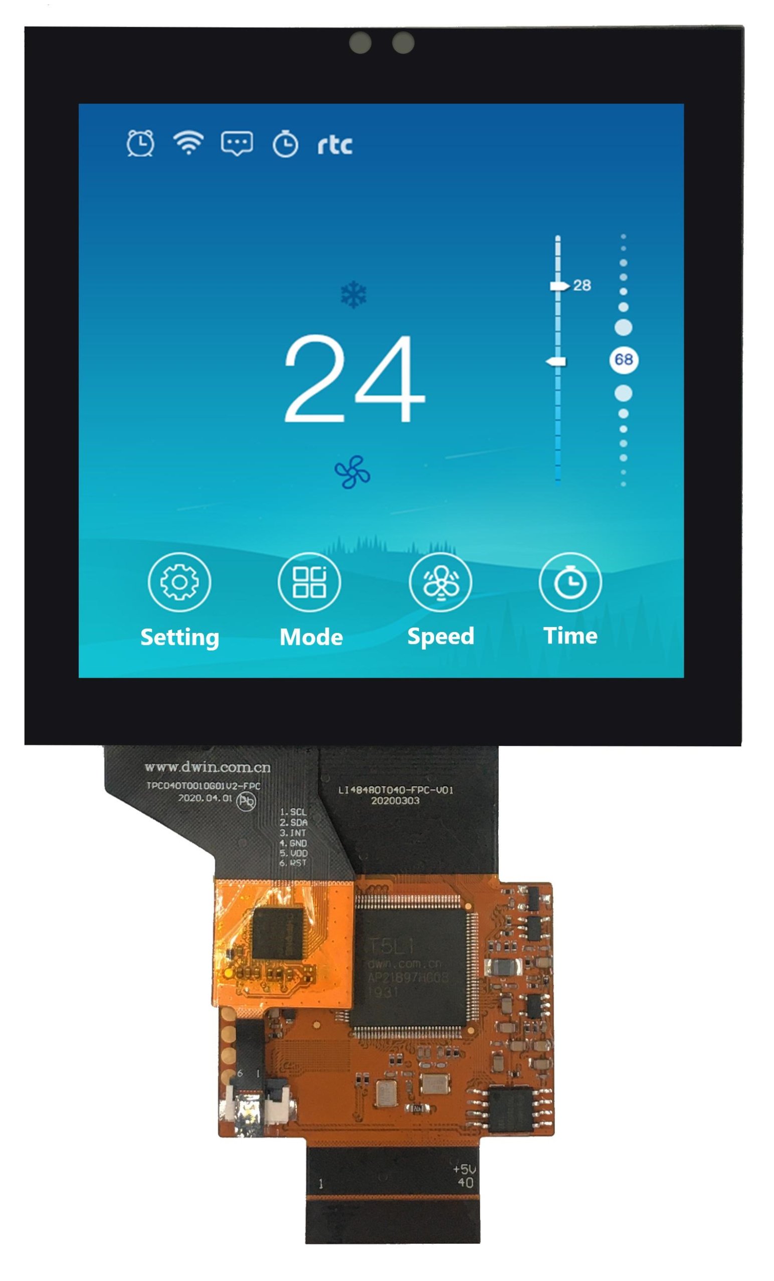 DMG48480C040_06WTC DWIN COF HMI T5L1 4" ультратонкий IPS ЖК-дисплей с сенсорной ёмкостной панелью