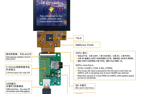 DMG80480F043_01W DWIN T5L0 UART HMI 4.3" ультратонкий IPS ЖК-дисплей